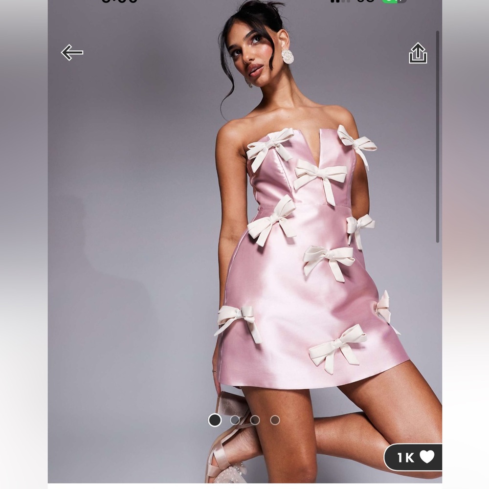 ASOS Pink Mini Dress with Cream Bows
